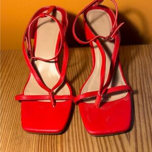 Chic Red Strappy Heels